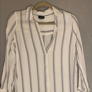 Long Striped Button Up Flannel